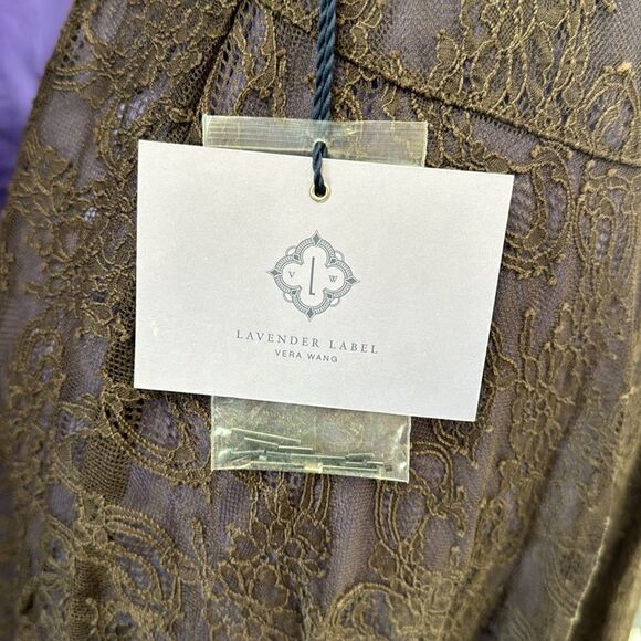 Lavender Label by Vera Wang purple with brown lace overlay - Picture 4 of 8